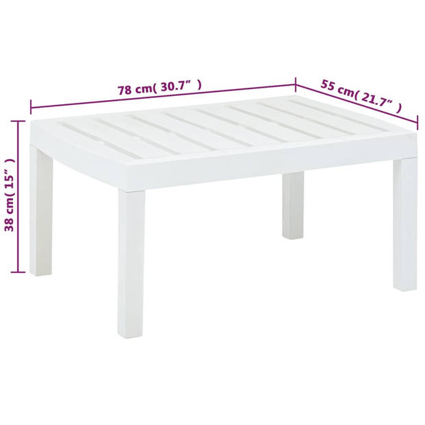 vidaXL Tuintafel 78x55x38 cm kunststof wit