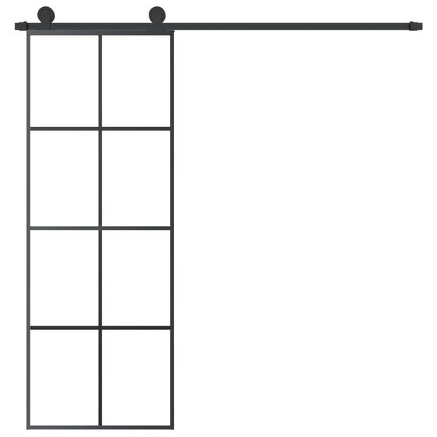 vidaXL Schuifdeur met beslag 76x205 cm ESG-glas en aluminium