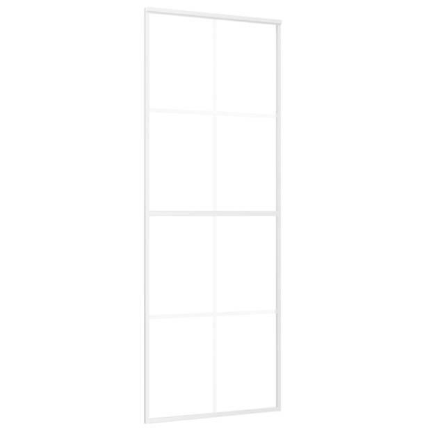 vidaXL Schuifdeur 76x205 cm mat ESG-glas en aluminium wit