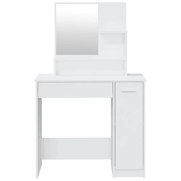 vidaXL Kaptafel met spiegel 86,5x35x136 cm hoogglans wit