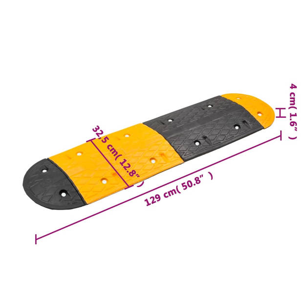 vidaXL Verkeersdrempel 226x32,5x4 cm rubber geel en zwart