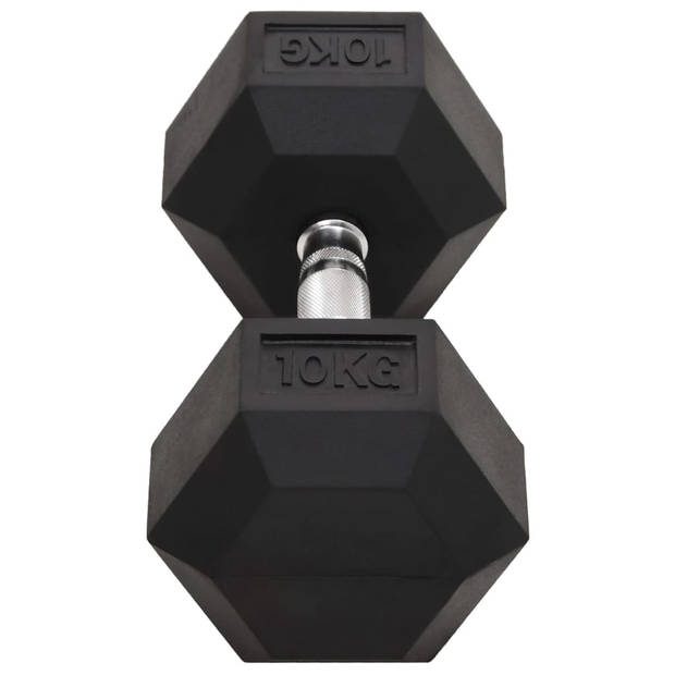 The Living Store Dumbbells Rubber Coated - 10 kg - Multifunctioneel - Zwart