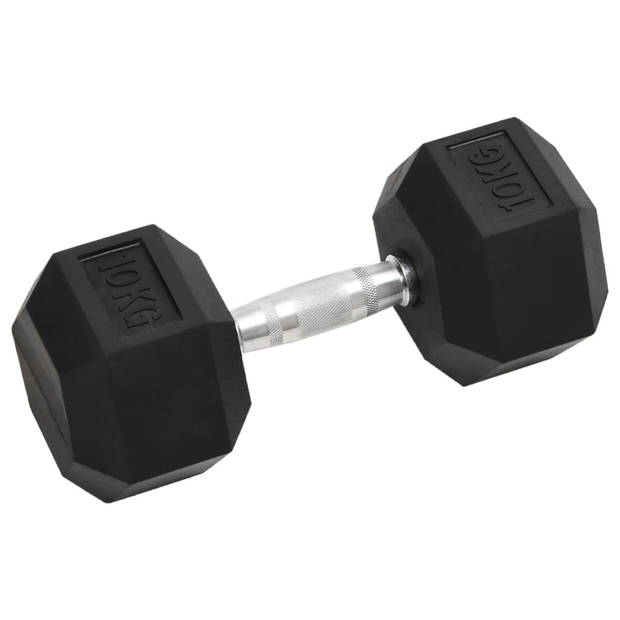 The Living Store Dumbbells Rubber Coated - 10 kg - Multifunctioneel - Zwart