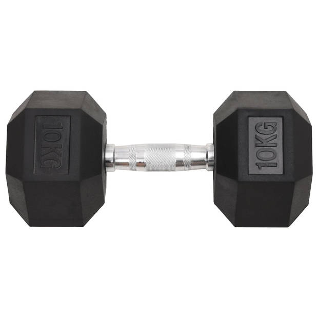 The Living Store Dumbbells Rubber Coated - 10 kg - Multifunctioneel - Zwart