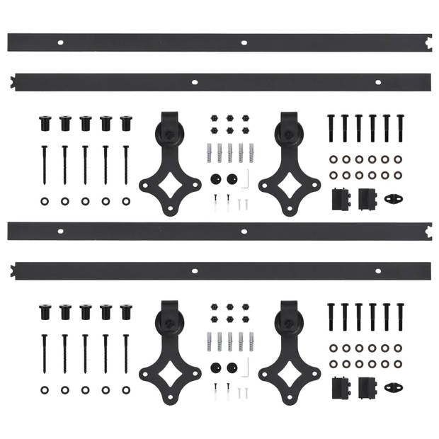 vidaXL Hardwaresets voor schuifdeuren 2 st 200 cm staal zwart