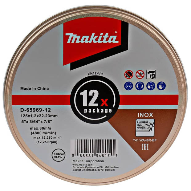 Makita 12-delige Doorslijpschijvenset rood en grijs