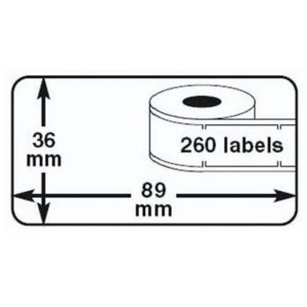 rillstab 12 st Labelrol 89x36 mm wit