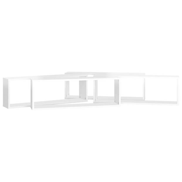 The Living Store Wandschappenset - Hoogglans wit - 80 x 15 x 26.5 cm (B x D x H) - Kubusontwerp