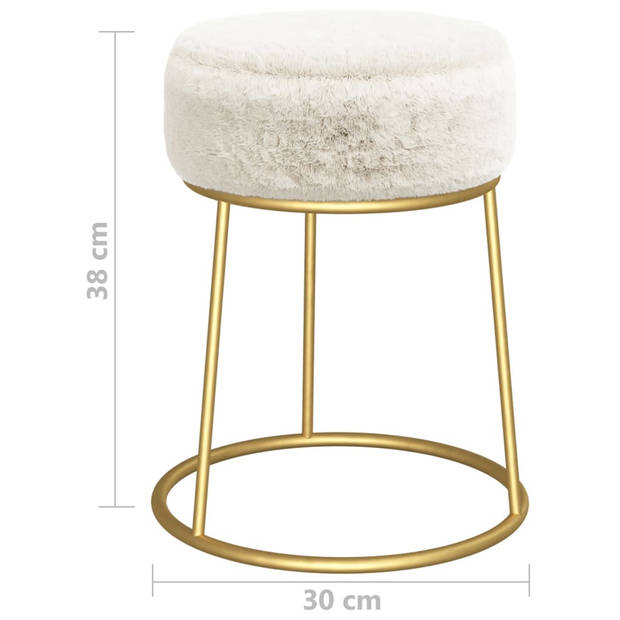 vidaXL Hocker rond pluche wit