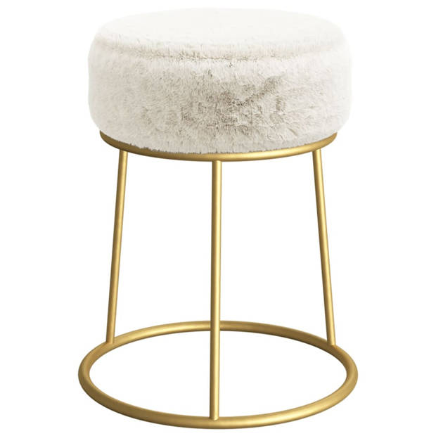 vidaXL Hocker rond pluche wit