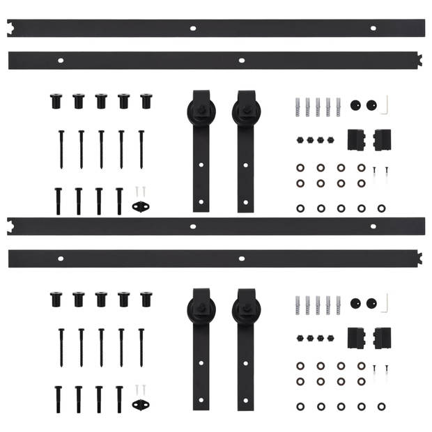 vidaXL Hardwaresets voor schuifdeuren 2 st 200 cm staal zwart