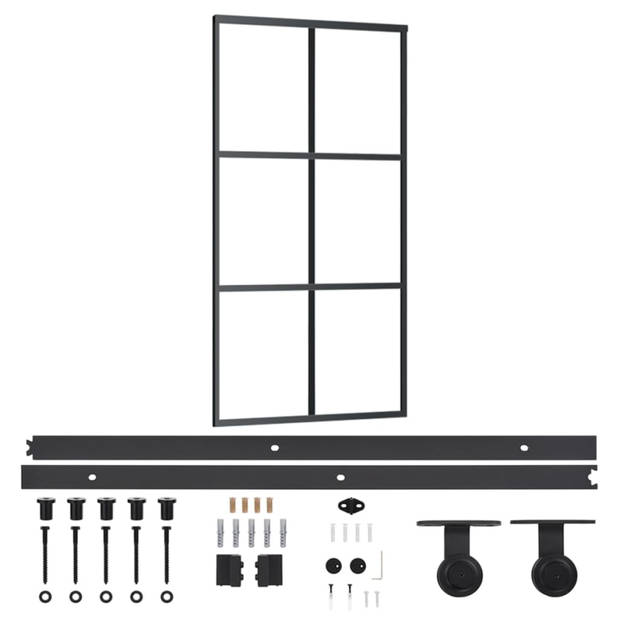 vidaXL Schuifdeur met beslag 102x205 cm aluminium en ESG-glas