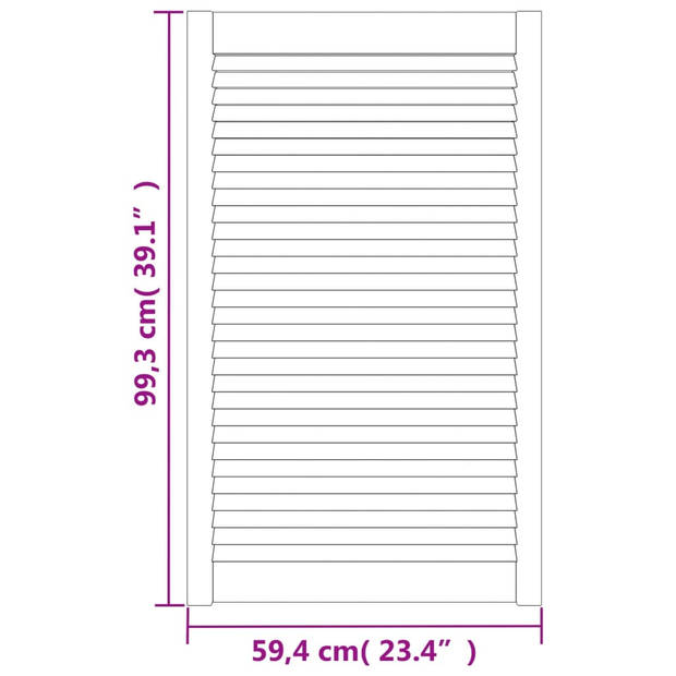 vidaXL Kastdeur met lamellen 99,3x59,4 cm massief grenenhout