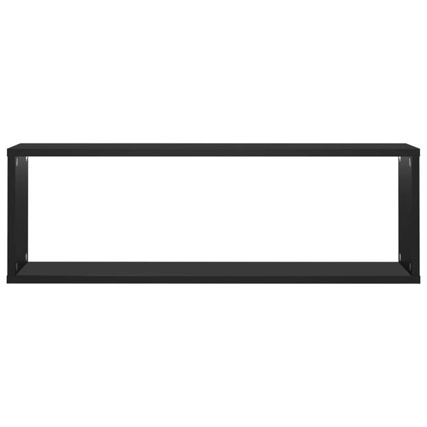The Living Store Wandschappenset - 80 x 15 x 26.5 cm - zwart spaanplaat