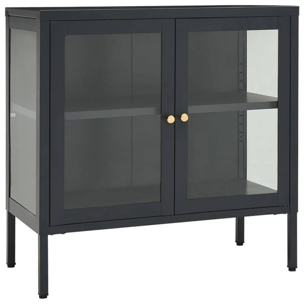 vidaXL Dressoir 70x35x70 cm staal en glas antracietkleurig