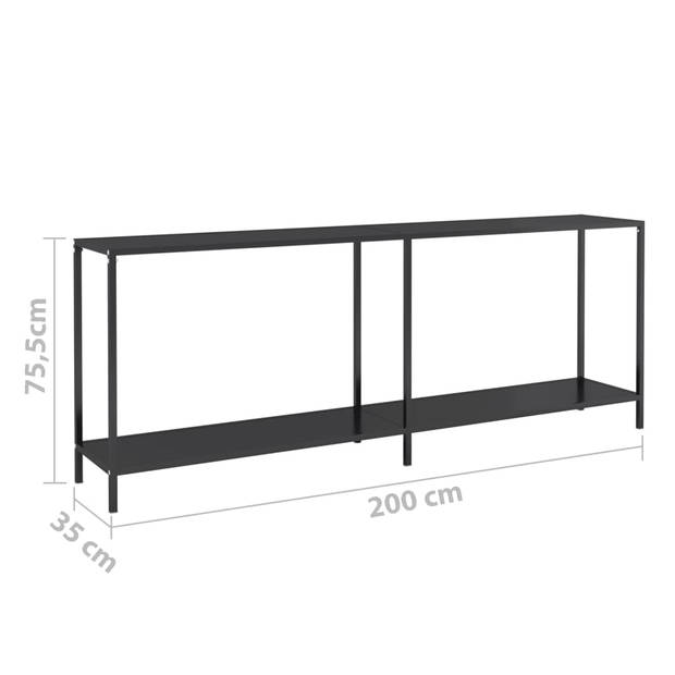 vidaXL Wandtafel 200x35x75,5 cm gehard glas zwart