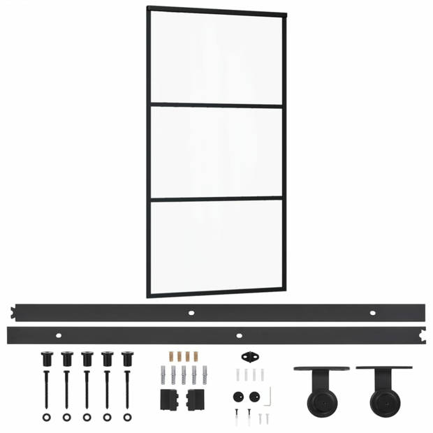 vidaXL Schuifdeur met beslag 102x205 cm aluminium en ESG-glas