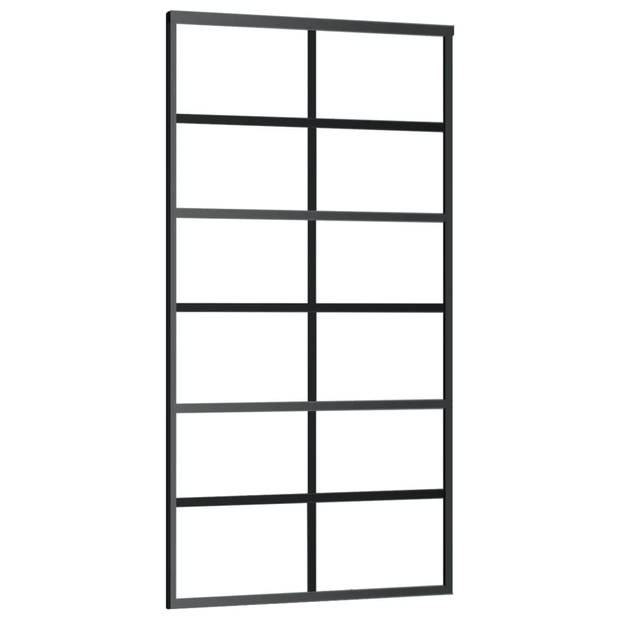 The Living Store Schuifdeur Transparant ESG-glas 102x205 cm - Aluminium Frame - Inclusief schuifrails en beslag -