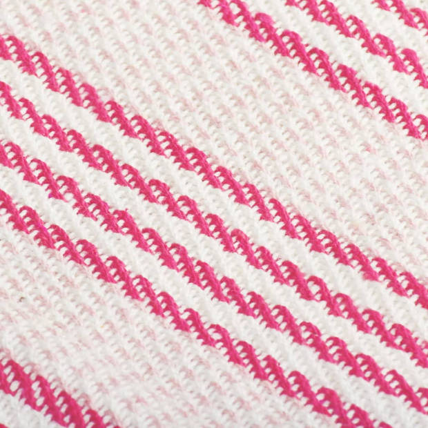 vidaXL Plaid strepen 125x150 cm katoen roze en wit