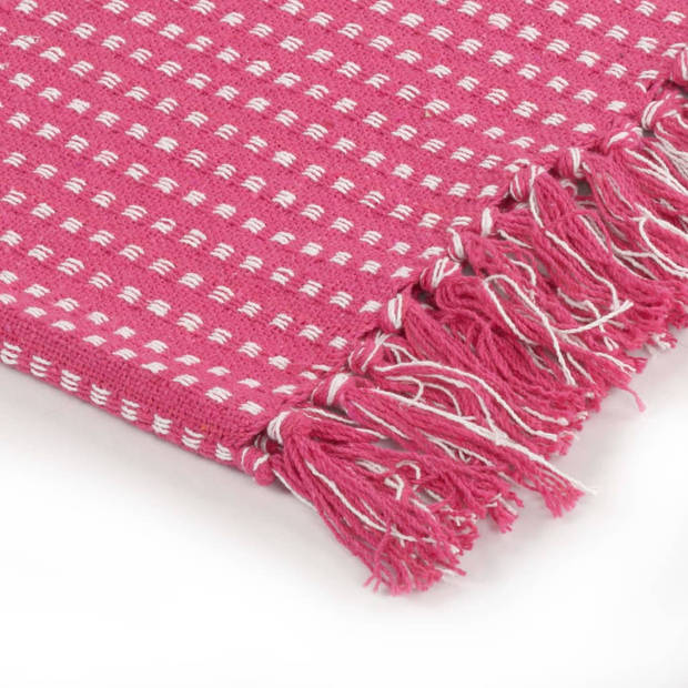 vidaXL Plaid vierkantjes 160x210 cm katoen roze