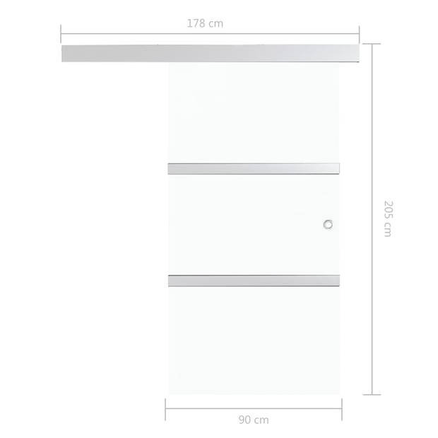 vidaXL Schuifdeur 90x205 cm ESG-glas en aluminium zilverkleurig