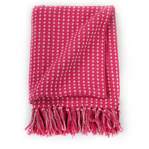 vidaXL Plaid vierkanten 220x250 cm katoen roze