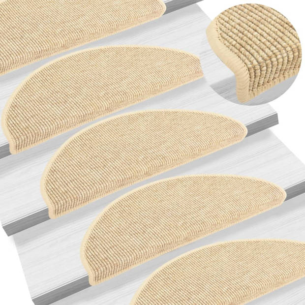 vidaXL Trapmatten zelfklevend 15 st sisal-look 65x21x4 cm beige