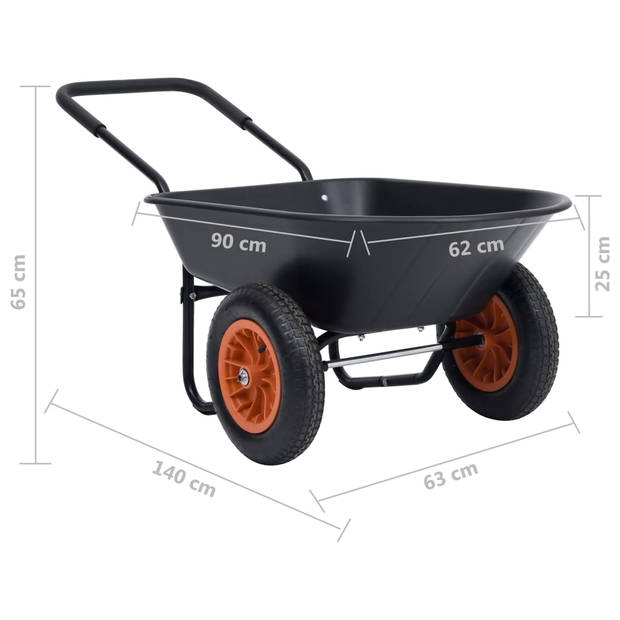 vidaXL Kruiwagen 100 kg 78 L zwart en oranje