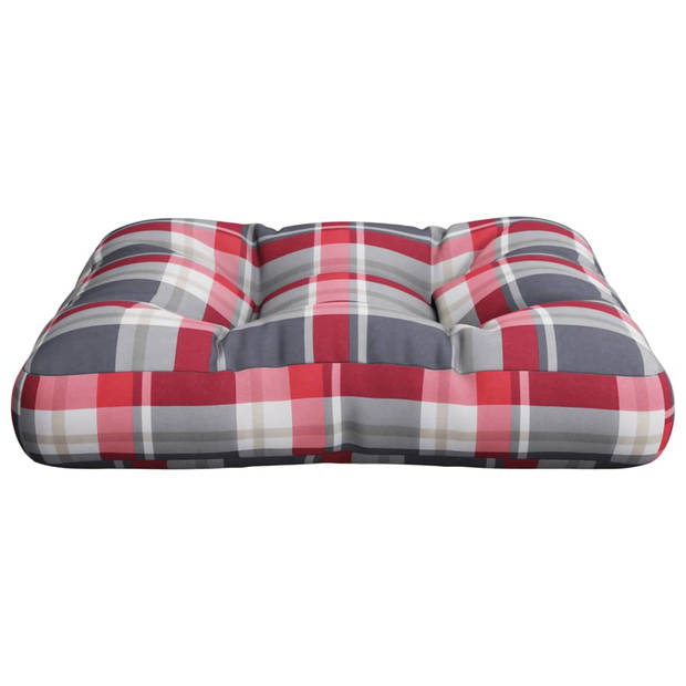 The Living Store Palletkussen - polyester - 50 x 50 x 12 cm - rood ruitpatroon
