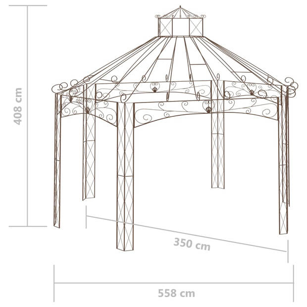 vidaXL Tuinpaviljoen 558x350x408 cm ijzer antiekbruin