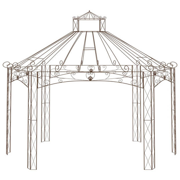 vidaXL Tuinpaviljoen 558x350x408 cm ijzer antiekbruin