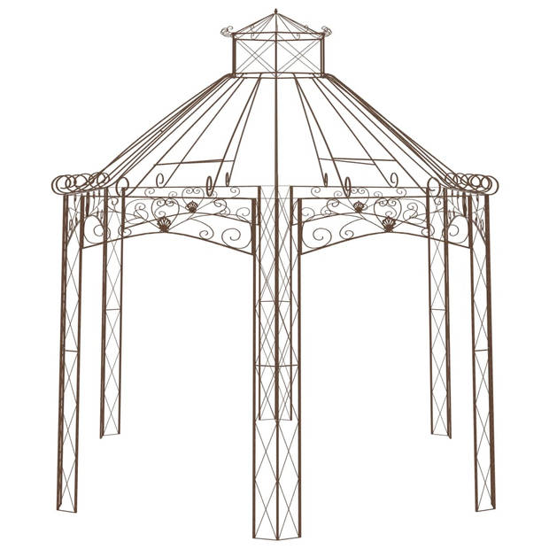 vidaXL Tuinpaviljoen 558x350x408 cm ijzer antiekbruin