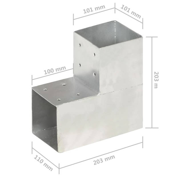 vidaXL Paalverbindingen 4 st L-vorm 101x101 mm gegalvaniseerd metaal