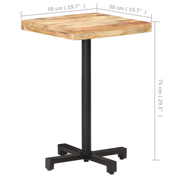 vidaXL Bistrotafel vierkant 50x50x75 cm ruw mangohout