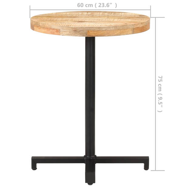 vidaXL Bistrotafel rond Ø60x75 cm ruw mangohout