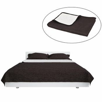 vidaXL Bedsprei dubbelzijdig 230x260 cm quilt crème en bruin