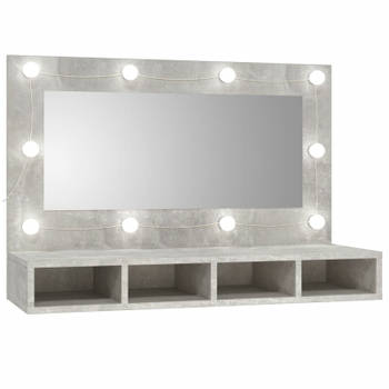 vidaXL Spiegelkast met LED-verlichting 90x31,5x62 cm betongrijs
