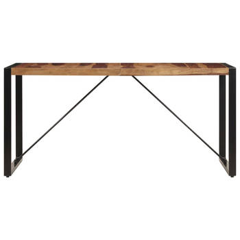 The Living Store - Industriële houten eettafel - 140 x 70 x 75 cm - Bruin/Zwart