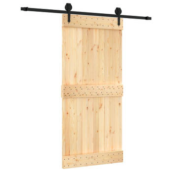 vidaXL Schuifdeur met beslag 95x210 cm massief grenenhout