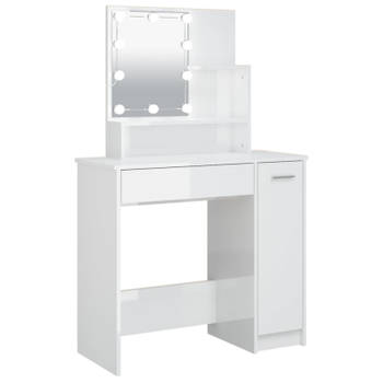 vidaXL Kaptafel met LED-verlichting 86,5x35x136 cm hoogglans wit