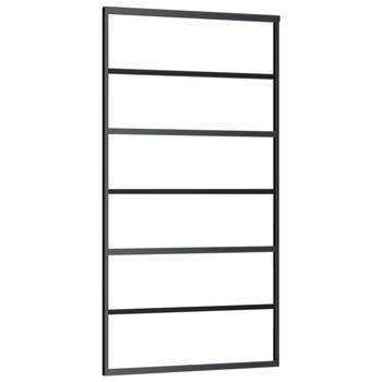 The Living Store Schuifdeur Transparant ESG-Glas met Aluminium Frame - 102 x 205 cm - Geruisloos - Incl -