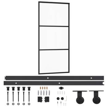 vidaXL Schuifdeur met beslag 90x205 cm aluminium en ESG-glas