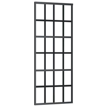 vidaXL Schuifdeur 76x205 cm ESG-glas en aluminium zwart