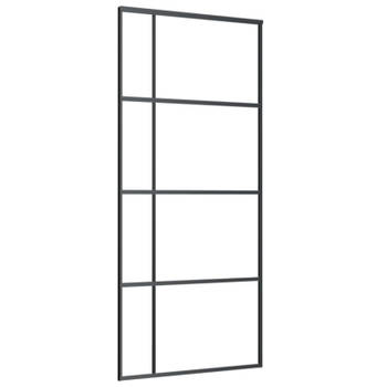 vidaXL Schuifdeur 90x205 cm ESG-glas en aluminium zwart