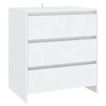 The Living Store Dressoir - Simplistisch - Bijzetkast - 70x41x75 cm - Wit spaanplaat - 3 lades