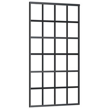 vidaXL Schuifdeur 102x205 cm ESG-glas en aluminium zwart