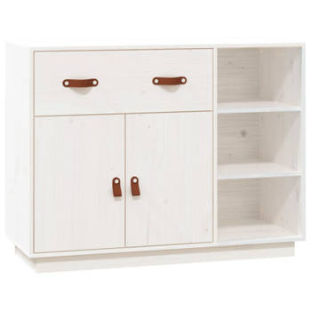 vidaXL Dressoir 98,5x40x75 cm massief grenenhout wit