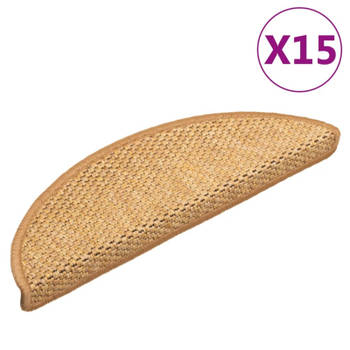 vidaXL Trapmatten zelfklevend 15 st sisal-look 56x17x3 cm oranje