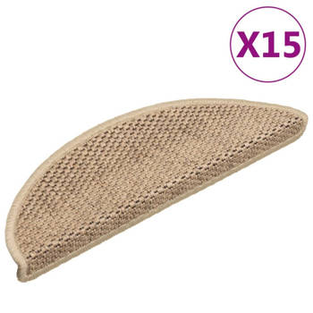 vidaXL Trapmatten zelfklevend 15 st sisal-look 56x17x3 cm zandkleurig