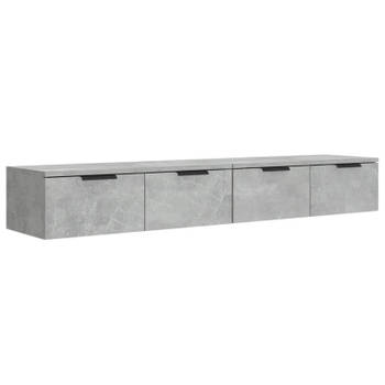 vidaXL Wandkasten 2 st 68x30x20 cm bewerkt hout betongrijs